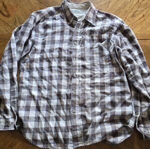 Columbia Men's brown and white plaid Shirt - medium